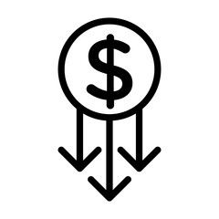 Cost reduction icon linear logo mark in black and white