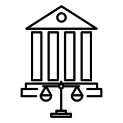 Court judgement icon linear logo mark in black and white