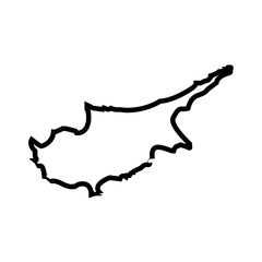 Cyprus map icon linear logo mark in black and white