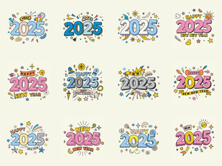UnCollection of playful and colorful 2025 New Year designs.