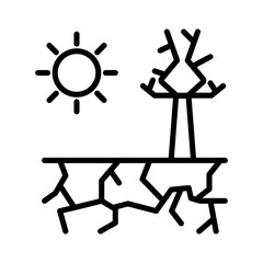 Drought icon linear logo mark in black and white