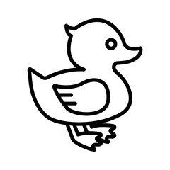 Duck icon linear logo mark in black and white