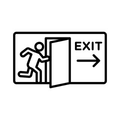 Emergency exit icon linear logo mark in black and white