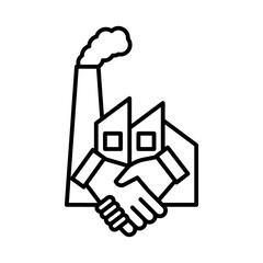 Factory deal icon linear logo mark in black and white