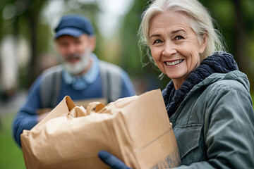 Volunteers delivering meals to elderly or disabled people