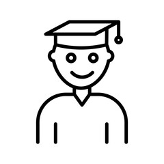 Graduated student icon linear logo mark in black and white