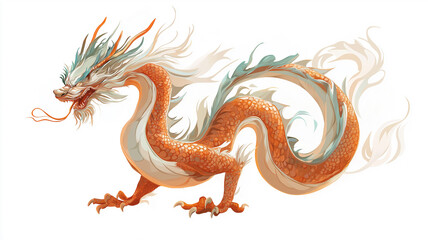 Fototapeta premium A vector illustration of a traditional Chinese dragon in a tattoo style, isolated on a white