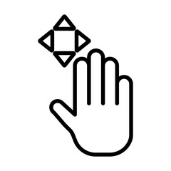 Hand, fingers, gesture, swipe, rotate icon linear logo mark in black and white