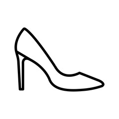 high heel shoes icon linear logo mark in black and white