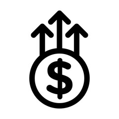 Increase money icon linear logo mark in black and white
