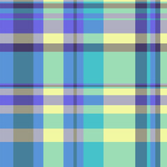 Dining room fabric check pattern, grungy texture vector textile. Geometrical seamless plaid background tartan in pastel and cyan colors.