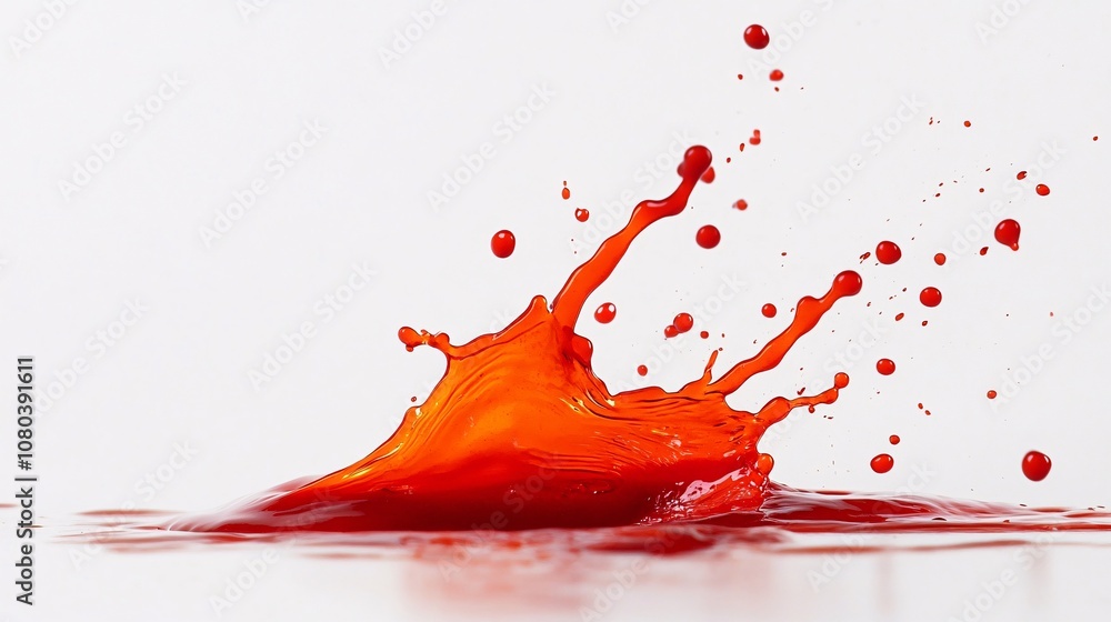 Poster dynamic splash of red liquid: a captivating abstract image of fluid motion and color