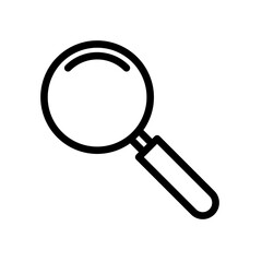 Magnifying glass icon linear logo mark in black and white