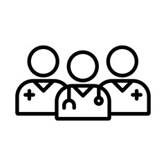 Medical team icon linear logo mark in black and white