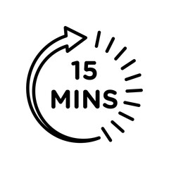 Minute timer icon linear logo mark in black and white