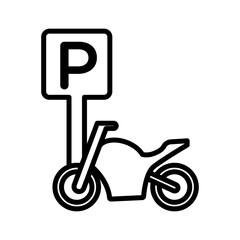 motorbike parking icon linear logo mark in black and white