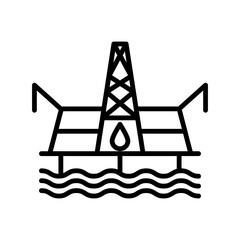 Oil platform icon linear logo mark in black and white