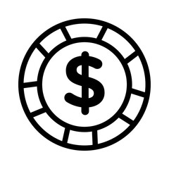 Poker chip icon linear logo mark in black and white