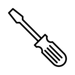 Screwdriver icon linear logo mark in black and white