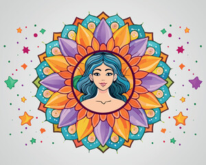 Floral Woman Portrait Illustration