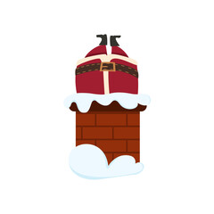 Santa Claus is stuck in the chimney.Vector illustration