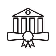University, college degree icon linear logo mark in black and white