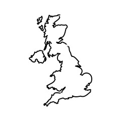 United Kingdom map icon linear logo mark in black and white