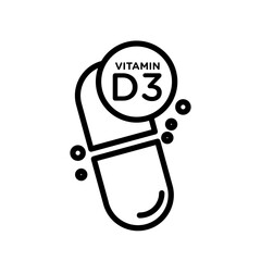 Vitamin D3 icon linear logo mark in black and white