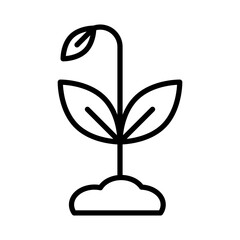 Young sprout icon linear logo mark in black and white