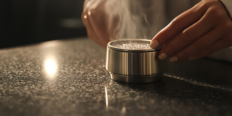 Chef Preparing Dish with Elegant Spice Grinder