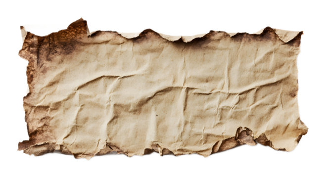 old paper horizontal banner isolated on white background 