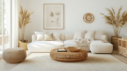 Minimalist Living Room Decor with Natural Textures