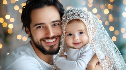 A beautiful baby portrait capturing a precious moment of pure joy and innocence, showcasing the bond between parent and child in a heartwarming display of love and unity.