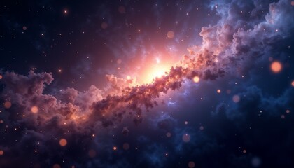Naklejka premium Majestic universe with vibrant cosmic clouds and sparkling stars in a celestial setting