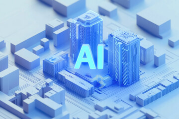 Blue tone 3D icon for alphet AI on pure White BG.