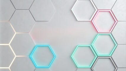 Naklejka premium minimalist neon hexagon background