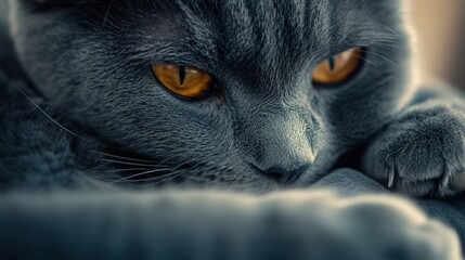 Cute gray  cat close up