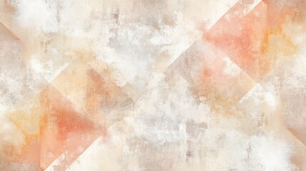 Fototapeta premium Amber and rose watercolor washes blend with geometric patterns softly