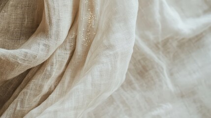 Organic boho wallpaper with vintage linen and light gold accents background