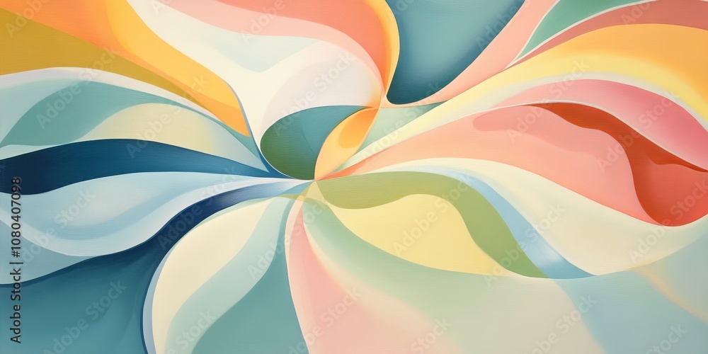 Poster vibrant abstract swirl with pastel colors, creating a dynamic and flowing artistic pattern.