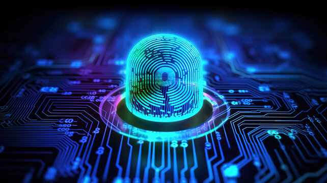 Amazing Close up shot of biometric fingerprint reader