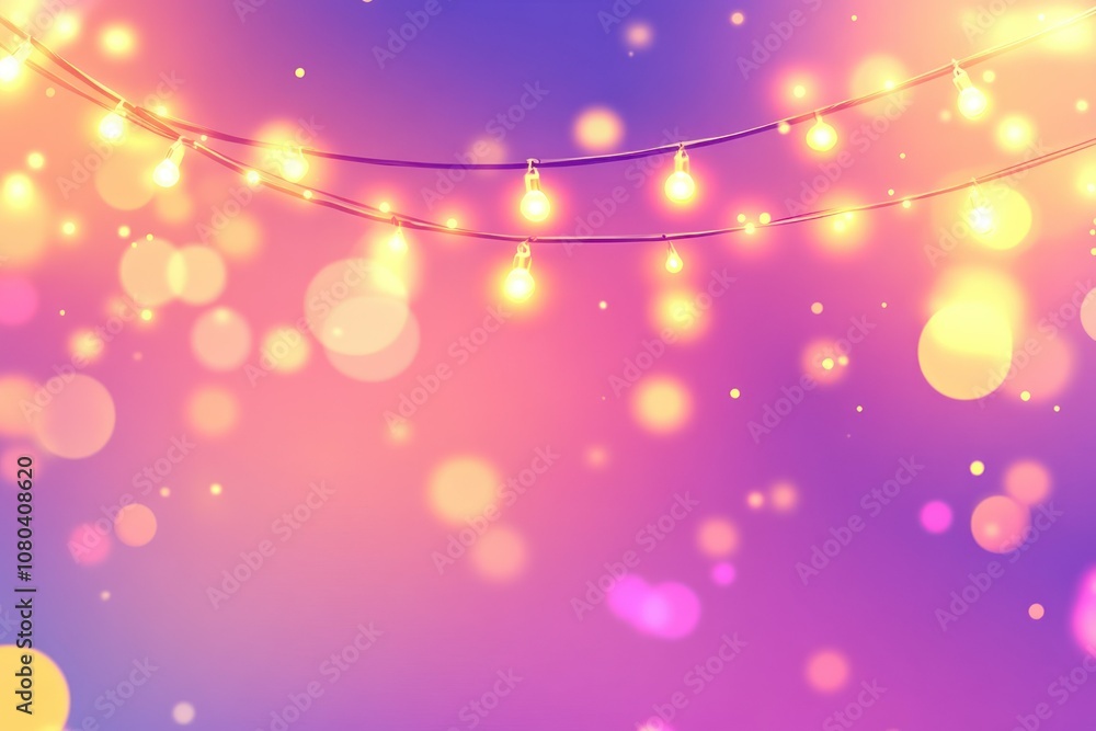 Aufkleber colorful string lights with soft bokeh background