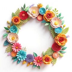 Obraz premium a colorful wreath with flowers and leaves on i