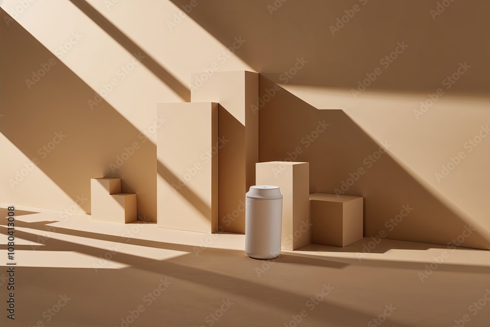 Aufkleber minimalistic abstract beige background with gentle shadows and light for product presentation