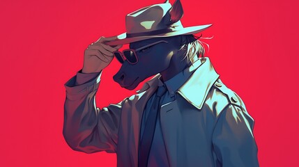 Anthropomorphic Horse in a Fedora and Sunglasses