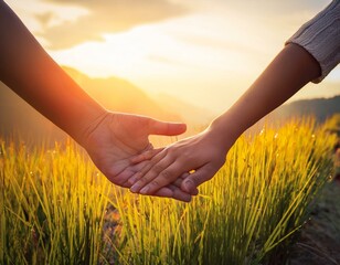 People lending a helping hand, emphasizing the spirit of mutual assistance, with nature background.