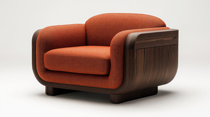 Modern Red Velvet Armchair in Living Room