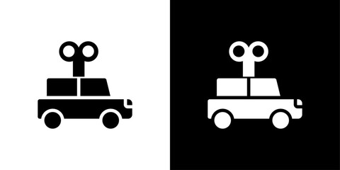 Clockwork car toy icon linear logo isolated