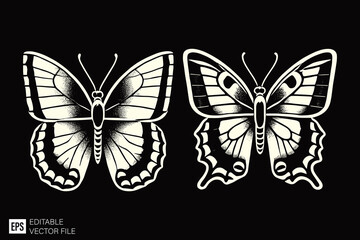 Obraz premium butterfly dark art style vector design black and white illustration