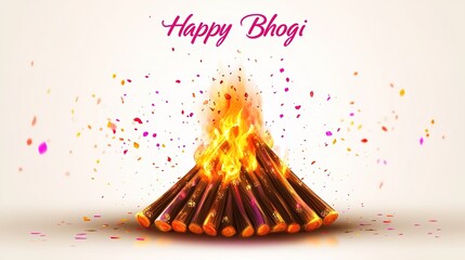 Happy Bhogi festival vector illustration. festive wood bonfire. Telugu festive.illustration